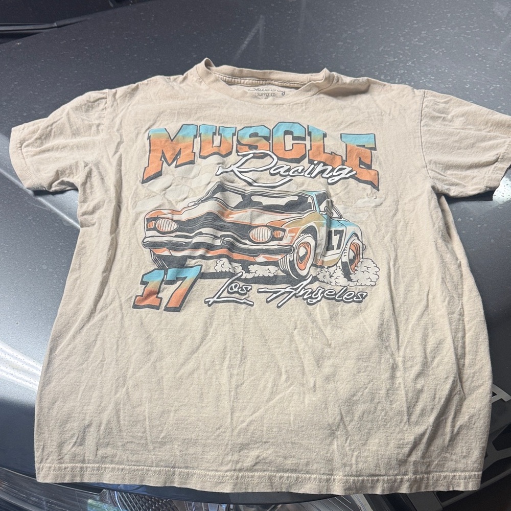Muscle Racing Graphic Tee - Beige